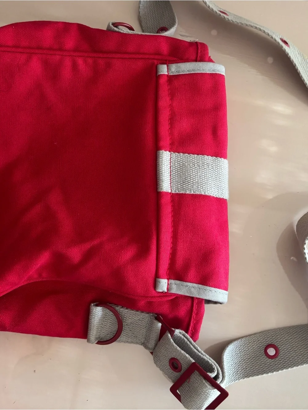 American Girl Red New York Bag with Gray Trim and Strap Accents
